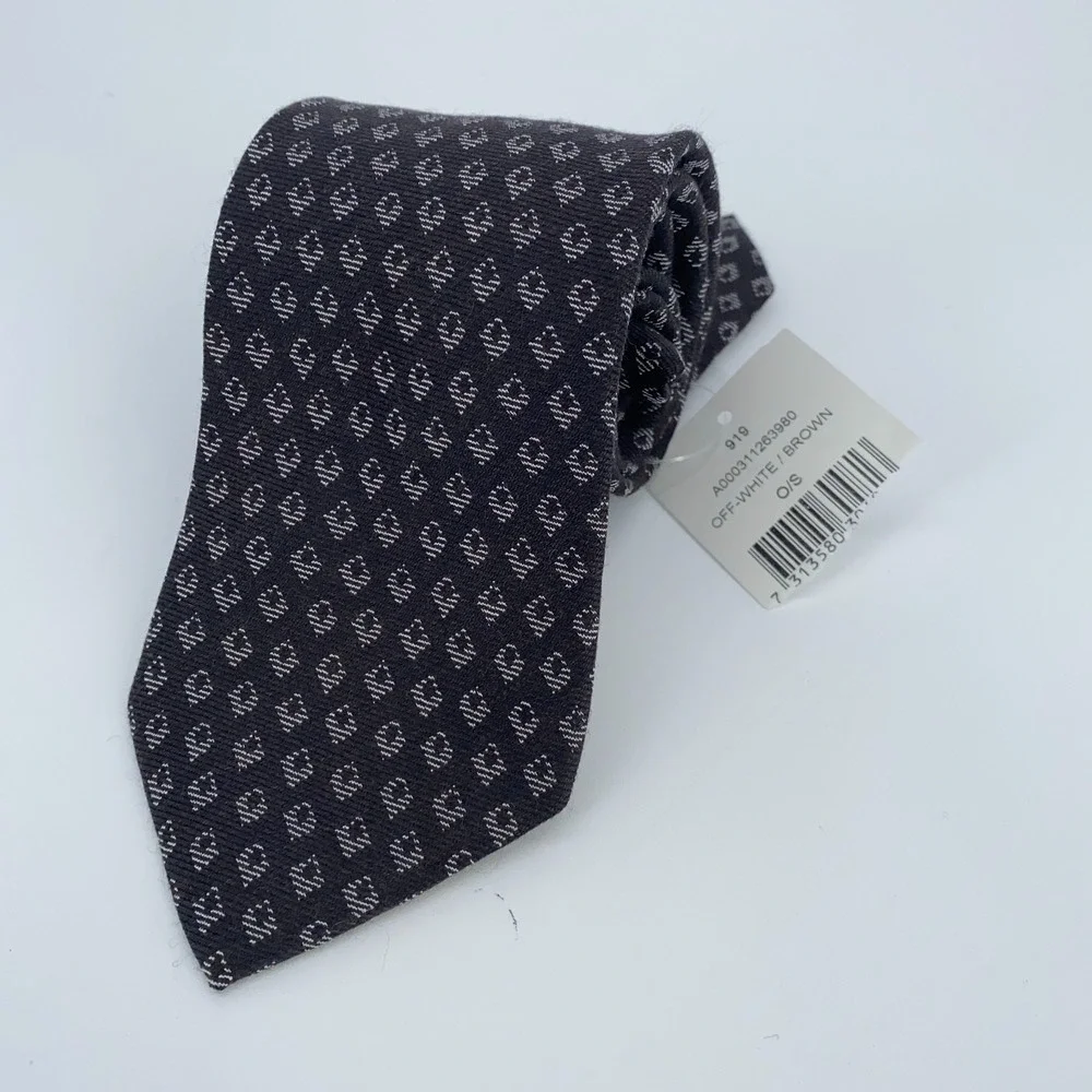 Eton Tie‎ Mens One Size Brown Patterned Silk Classic Luxury Necktie Italy Made